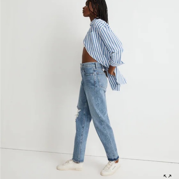 Madewell The Perfect Vintage Straight Jean in Kingsbury Wash Knee-Rip Edition 27 - Picture 2 of 9